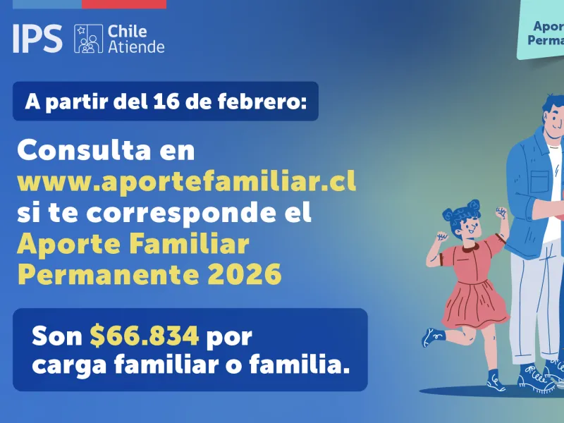 IPS Los Lagos anuncia fechas en que las familias podrán consultar  por el Aporte Familiar Permanente 2026