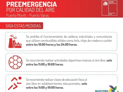 Autoridad declara PREEMERGENCIA por calidad del aire en Puerto Montt y Puerto Varas para hoy miércoles 01 de julio