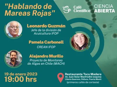 Tres científicos debatirán en torno al fenómeno de Marea Roja en un nuevo Café Científico